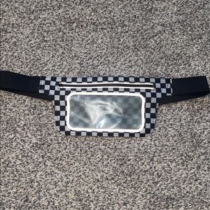 Checkerboard Clear-Window Fanny Pack - Black & White